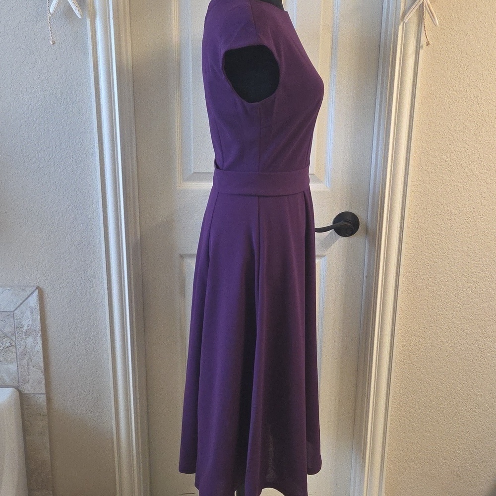 Elegant Purple Cap Sleeve Dress NWOT - Picture 11 of 16